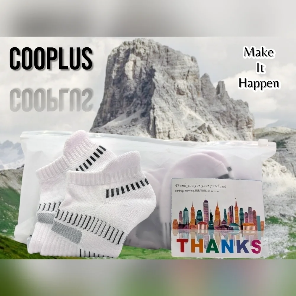 NWT Cooplus Men's Cushioned Ankle Socks - White and Grey Size 7-13 Unisex